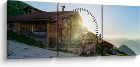 Obraz - Ráno v alpách, Tirolsko (s hodinami) (90x30 cm)