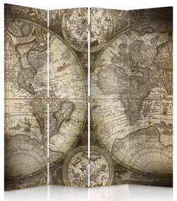Gario Paraván Starožitná mapa sveta Rozmery: 145 x 170 cm, Prevedenie: Klasický paraván