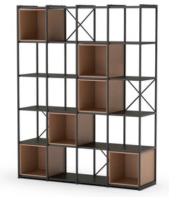 Knižnica v čierno-tehlovej farbe 140x179 cm Anya – Marckeric