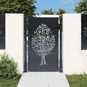 Záhradná brána antracitová 105x155 cm oceľ dizajn stromu 153157