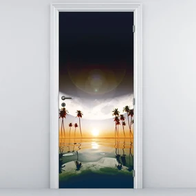 Fototapeta na dvere - Mesiac nad palmami (95x205cm)