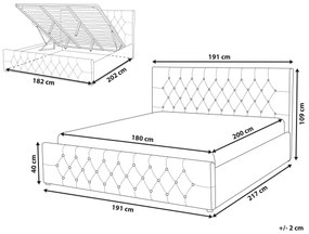Zamatová posteľ s úložným priestorom 180 x 200 cm sivobéžová AMIENS Beliani