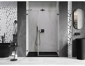 Mexen Lunar-B, pravé otočné sprchové dvere 125 cm, 8mm číre sklo, grafitový profil, 832S-125-050-95-00-P