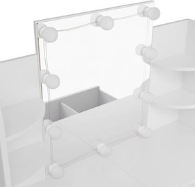 Toaletný stolík s LED osvetlením a zrkadlom, biely