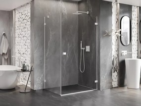 Mexen Lunar-B, pravostranný výklopný sprchový kút 95 x 90 cm, 8mm číre sklo, biely profil, 832-095-090-20-00-P