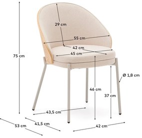Krémová/v prírodnej farbe jedálenská stolička Eamy – Kave Home