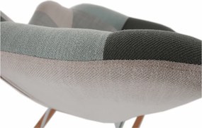 Hojdacie kreslo Geron - zelenobiely patchwork / biela / buk