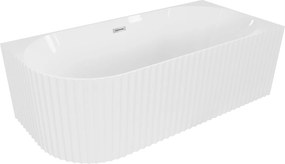 Mexen Gia voľne stojaca rohová vaňa 170x80cm biela lesk pravá rebrovaná