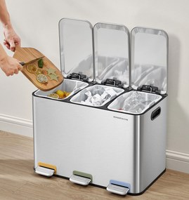 Odpadkový koš Bliss 3x15 l stříbrný