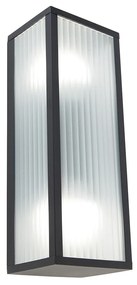 Inteligentné vonkajšie nástenné svietidlo čierne s rebrovaným sklom vrátane 2 Wifi A60 - Charlois