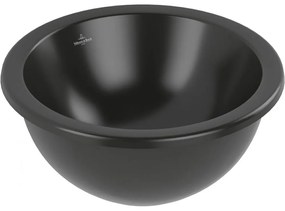 VILLEROY &amp; BOCH Loop &amp; Friends okrúhle umývadlo k zabudovaniu zospodu, bez otvoru, s prepadom, priemer 380 mm, Ebony, s povrchom CeramicPlus, 4A5200S5