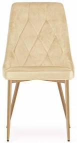 Set 4 stoličiek IMOLA - svetlý béžový zamat / nohy vo farbe dreva