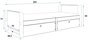 Posteľ AREK 200x80cm GRAFIT - zásuvky GRAFIT