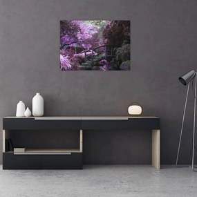Sklenený obraz - fialové stromy (70x50 cm)