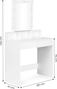 Toaletní stolek s LED osvětlením Cirko 80 cm bílý