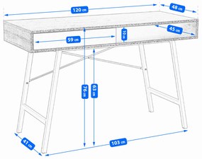 Dekorstudio Písací stôl LOFT s posuvnými dvierkami