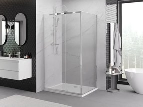 Mexen Exo, posuvná sprchová kabína, dvere 80 cm + bočná stena 70 cm, transparentné sklo, chróm, 8153-080-070-01-00