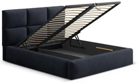 Tmavomodrá čalúnená dvojlôžková posteľ s úložným priestorom s roštom 140x200 cm Libera – Windsor &amp; Co Sofas