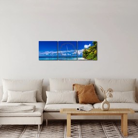 Obraz tropickej pláže (s hodinami) (90x30 cm)