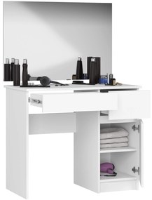 Kozmetický stolík so zrkadlom P-2 90x50 cm biely pravý