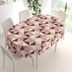 Biante Zamatový oválny obrus Tamara TMR-048 Ružovo-hnedo-sivé trojuholníky 100x160 cm