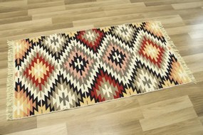 Obojstranný koberec / behúň Kilim Gold Aztecki Etno Romby viacfarebný