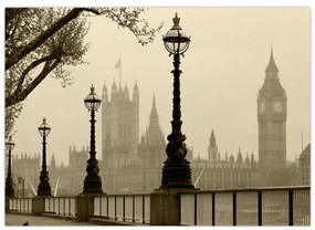Obraz - Londýn v hmle, Anglicko (70x50 cm)