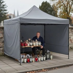 Nožnicový stan 3×3 m – záhradný pavilón pre veľtrhy, expresné akcie a catering, sivý Springos GP0003