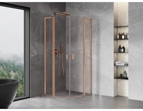 Mexen Mist L, štvrťkruhový sprchový kút s 2-krídlovými dverami, 80 x 80 cm, 8mm číre sklo, medený profil, 8A32L-080-080-65-00
