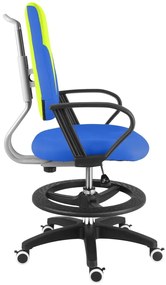 Detská rastúca stolička Neoseat KINDER — látka, modrá / reflexná zelená