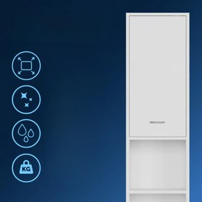 Vysoká skrinka do kúpeľne SILKE, 180x30x30cm, biela Casaria