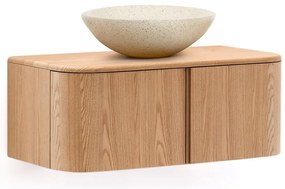 Závesná skrinka pod umývadlo v dekore jaseňa v prírodnej farbe 90x35 cm Salaya – Kave Home