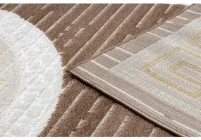 Moderný MEFE koberec 9096 vzor rámu, Grécky kľúč - Štrukturálny, dve vrstvy rúna béžová / hnedá Veľkosť: 180x270 cm