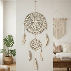 SENTOP | Drevený lapač snov OM Mandala - Boho dekorácia na stenu I SENTOP PR0001