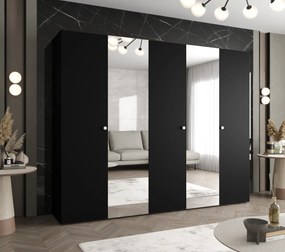 Šatníková skriňa 250 cm Parna 2 (čierna + strieborná). Akcia -20%. Vlastná spoľahlivá doprava až k Vám domov. 1125949
