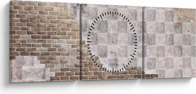 Obraz - Tehlový múr (s hodinami) (90x30 cm)