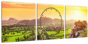 Obraz Hampi údolí v Indii (s hodinami) (90x30 cm)