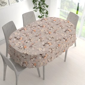 Biante Bavlnený oválny obrus Sandra SA-739 Ruže a konvalinky na béžovosivom 60x100 cm