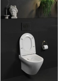 Cersanit Larga Oval CleanOn - závesná wc misa so SLIM sedátkom z duroplastu, biela, S701-472