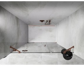 Mexen Lunar, ľavé otočné sprchové dvere 135 cm, 8mm číre sklo, ružové zlato profil, 834S-135-050-60-00-L