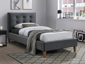 Sivá čalúnená posteľ TEXAS VELVET 90 x 200 cm