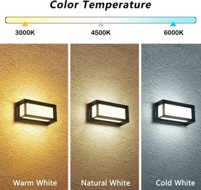 BRILAGI - LED vonkajšie nástenné svietidlo PARKER LED/12W/230V 3000/4500/6000K čierne IP44