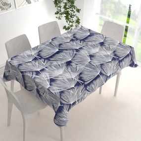 Biante Bavlnený obdĺžnikový obrus Sandra SA-414 Biele abstraktné páperie na modrom 50x100 cm