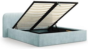 Čalúnená dvojlôžková posteľ s úložným priestorom s roštom 200x200 cm v mentolovej farbe Elizabeth – Micadoni