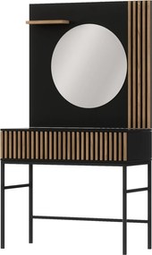 Toaletní stolek se zrcadlem Meorati 85 cm černý/dub Artisan