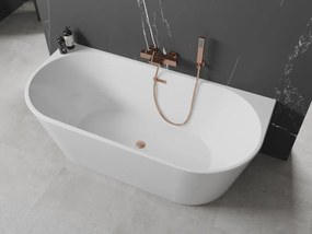 Mexen Oval, voľne stojaca nástenná vaňa 160 x 80 cm, biela, medený prepad, 52671608000-65