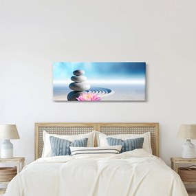 Obraz piesku, ľalie a spa kameňov (120x50 cm)
