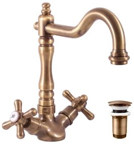 RAV Slezák MK121.0/8SM - Umývadlová batéria + vypúšťací ventil MORAVA RETRO stará mosadz