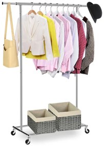 Vešiakový stojan TAHIR na kolieskach strieborný