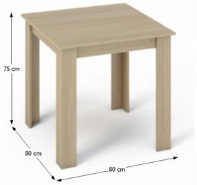 Kondela Jedálenský stôl, dub sonoma, 80x80 cm, KRAZ